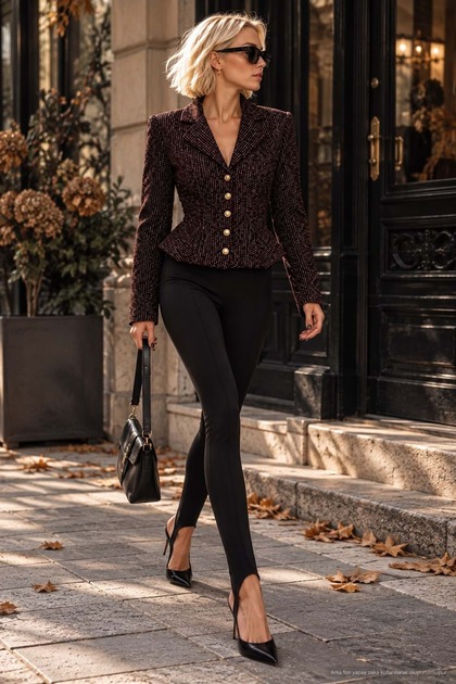 Monroe Coco Gold Buttoned Boucle Waist Formed Jacket