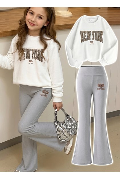 Printed Cotton Long Sleeve Bottom Spanish Flare Bottom-Top Set