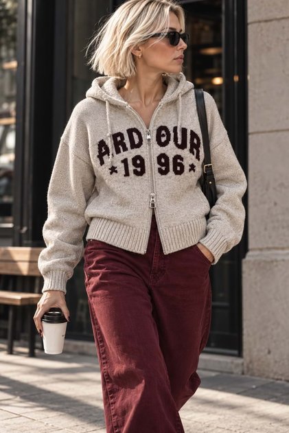 - Elegance Muse Double Zipper Closure Knitwear Cardigan