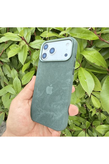 Apple iPhone 18 Pro Max Uyumlu Yeşil Suede Luxe M-Safe Premium Kılıf