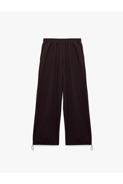 Striped Trousers with Elastic Cuffs and Pockets