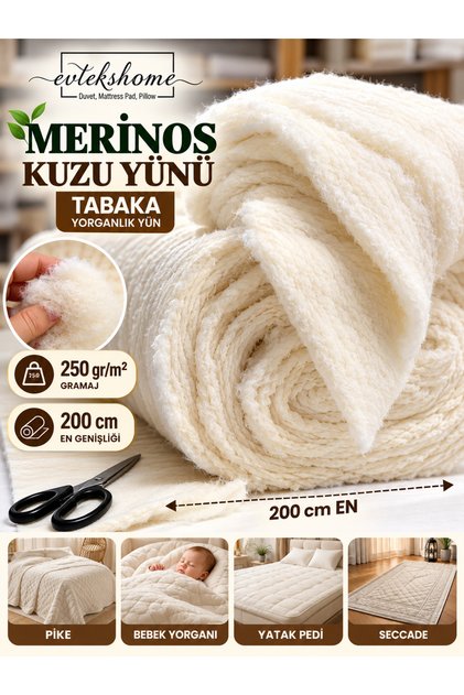 Metrelik Tabaka Merinos Kuzu Yünü – En 200 cm - 250 Gr/m²
