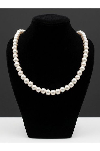 Women's Single Row Classic Design 0.50 cm Diameter Mayorka Pearl Wedding and Engagement Necklace