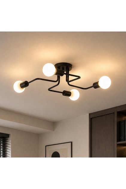 Candelabru MODERNIST Quadra 4, 4x E27, Negru, Design Modern
