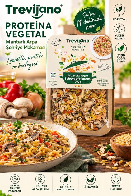 Mantarlı Arpa Şehriye Makarnası 200 g – Bitkisel Proteinli, Sebzeli