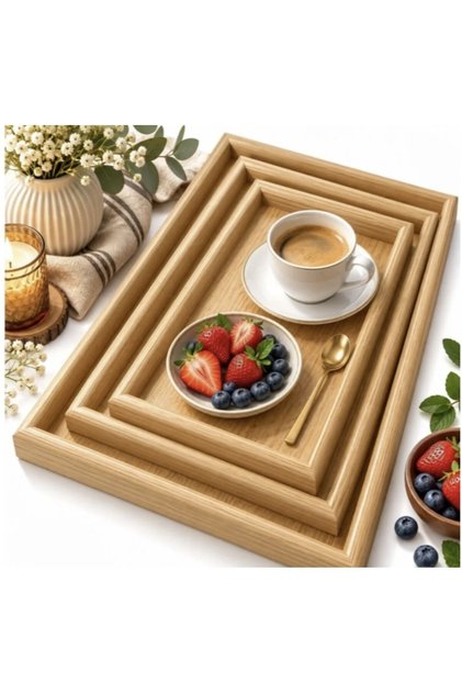Set 3 tavi decorative din lemn, dreptunghiulare, 40 x 30 x 3,5 cm - 3 CULORI