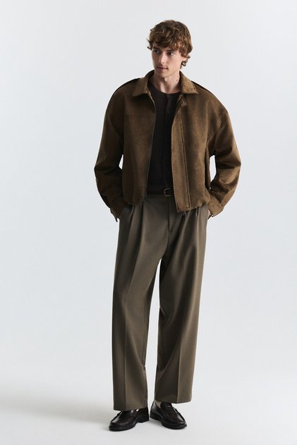 Hidden Zipper Faux Suede Coat