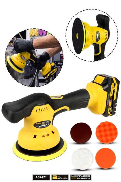21V 150 mm Çift Akülü 8 Kademeli Orbital Polisaj Makinesi – Oto Pasta Cila ve Zımpara Makinesi