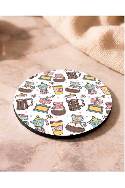 Coffee Printed Colorful Printed Mdf Round Coasters