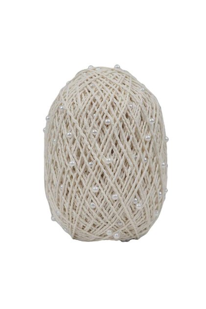Pearl Beaded Cotton Knitting Yarn 50 Grams - Ecru