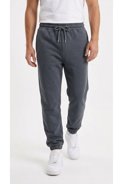 Ribbed Combed Cotton Men's Sweatpants with 3 Yarns, Double Pockets and Elasticized Cuffs
