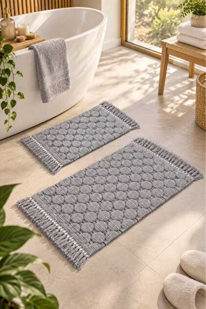 Bubble 2-teiliges Badematten-Set aus 100 % Baumwolle, 60 x 90 cm – 40 x 60 cm