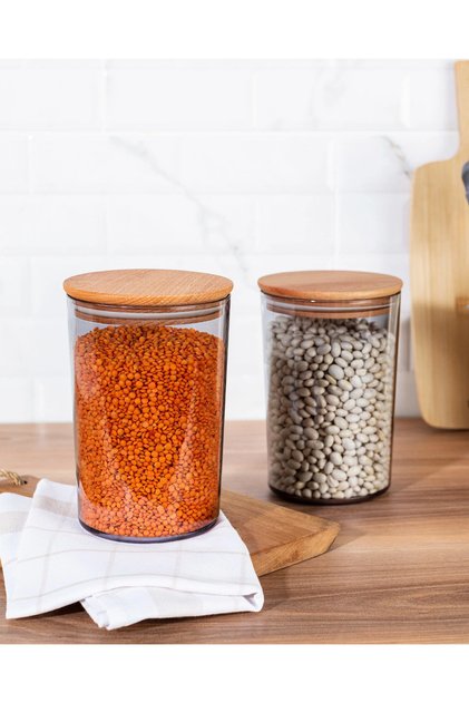 Adenya Sepeti Yuviera 1500ml Ahşap Kapaklı Saklama Kabı 2'li