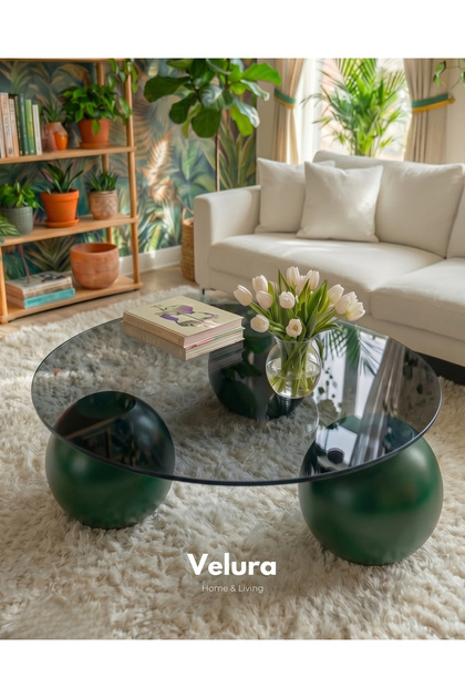Küre Orta Sehpa - Yeşil - Yuvarlak Füme