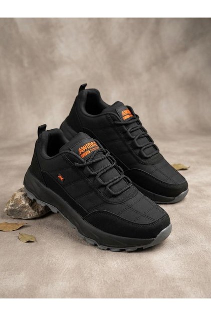 Men's Flat Black Winter Outdoor Trekking Sports Shoes Non-Slip Thick Sole Hiking Shoes