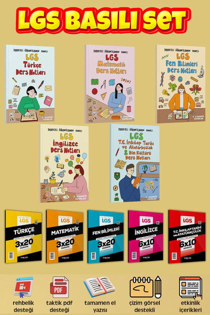2027 LGS Ders Notları Tamamen El Yazısı Basılı Set + 5 Adet Hediye LGS Deneme Yayınları