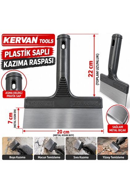 Plastik Saplı Kazıma Raspası En : 7 Cm Boy :20 Cm Ergonomik Sap Takılabilir