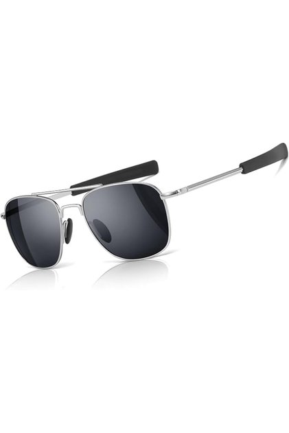 Men's Military Style Polarized Pilot Aviator Sunglasses Bayonet Temples