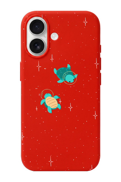 iPhone 17 Compatible Turtle Pattern Suede Inside + Tpu Silicone Phone Case in Space Design