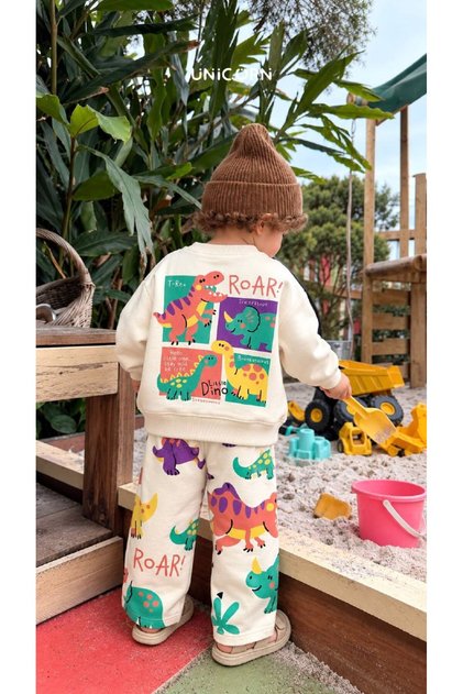 Children's Unisex Slogan Sweatshirt Tracksuit Set – Comfortable Fit Casual Sports 2-Piece Set