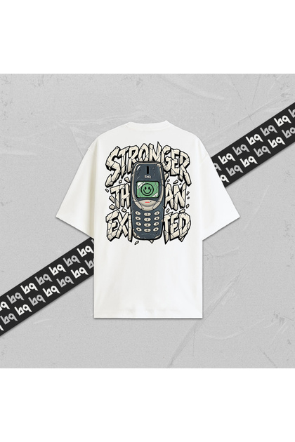 Bq Phone Unisex Printed Oversize T-Shirt 100% Cotton Women's Men's Crew Neck White
