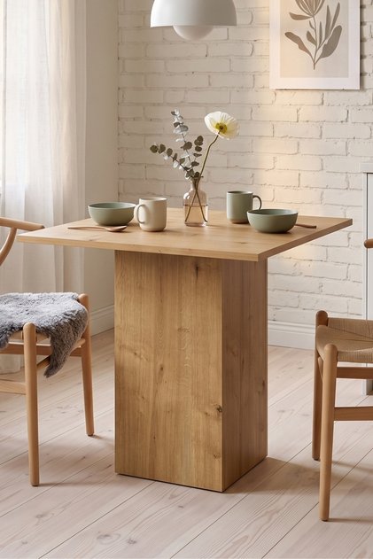 Matera 70 cm Mutfak Masası – Mermer Desenli Kare Yemek Masası