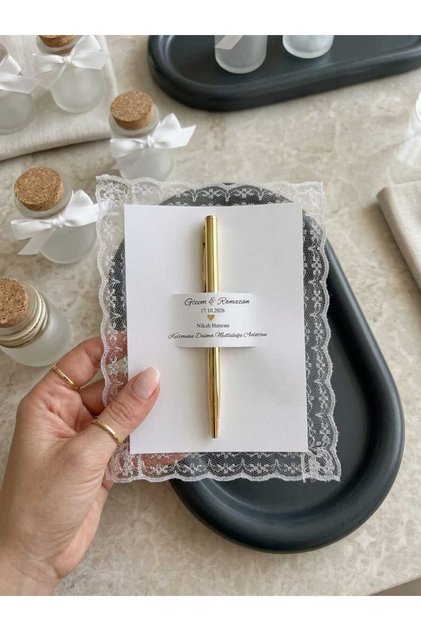 Gold Metal Kalem Düğün Nişan Hediyesi 10 ADET