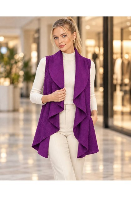 Italian Boucle Fabric Pocketless Women's Vest 44/50