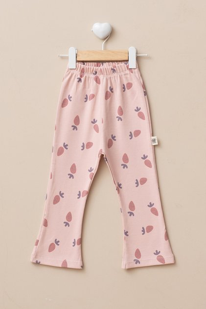 Baby Girl Carrot Printed 100% Cotton Camisole Spanish Flared Pants Leggings