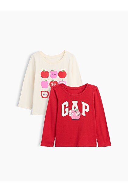 Kız Bebek Kırmızı Grafik Baskılı T-Shirt (2’li)