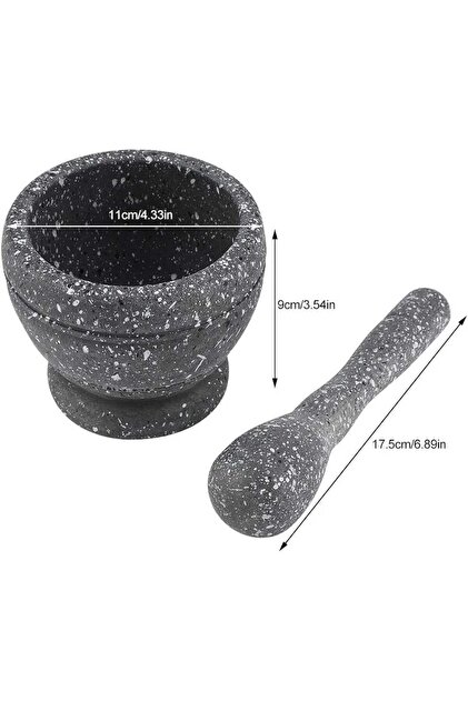 Set mojar si pistil pentru usturoi si condimente, 11x9cm, 17.5 cm, negru