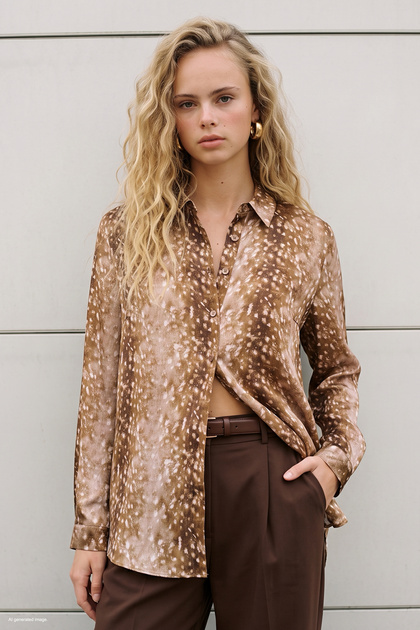 Patterned Classic Shirt - Brown