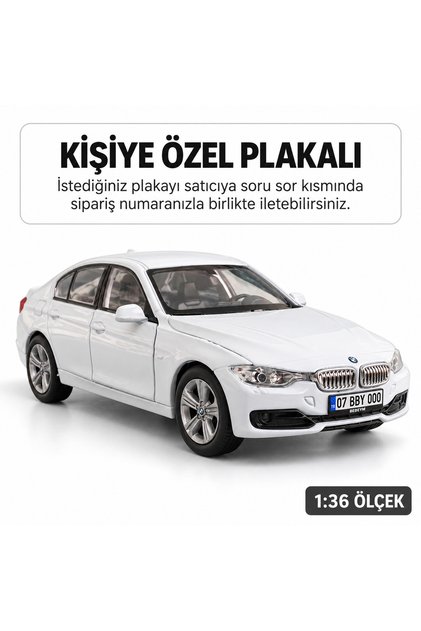 Bmw 335i Metal Araba - Kişiye Özel Plakalı - Beyaz