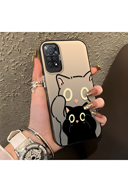 Redmi Note 11 Pro 4G/5G Compatible Simple Striped Cute Black Cat Impact Wear-Resistant Art Print