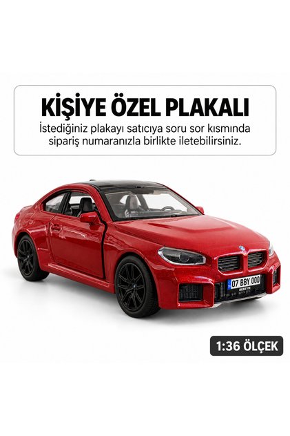 Bmw M2 Metal Araba -Kişiye Özel Plaklı - Kırmızı