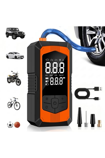 Orange Front Bezel Portable Car Air Compressor 3X Faster 150PSI Cordless Tire Inflator Pump with Dig