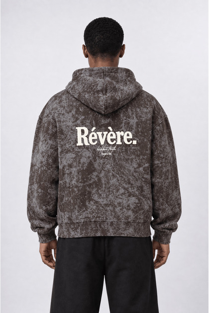 Men's Revere Embroidered Washed Oversize Hoodie Brown