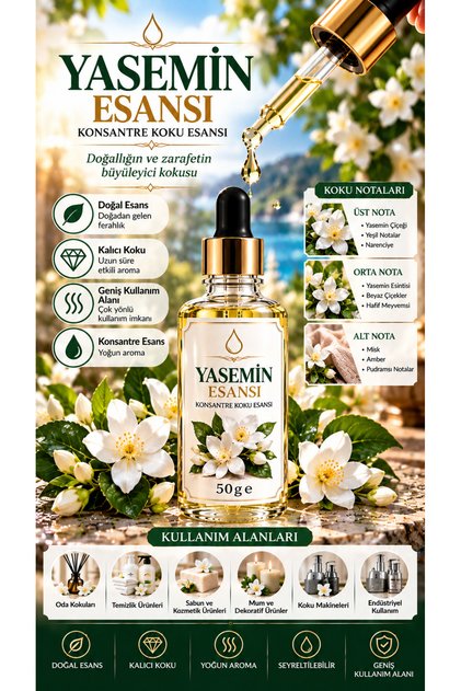 Yasemin Esansı 50 g Konsantre Koku Esansı Seyreltilebilir