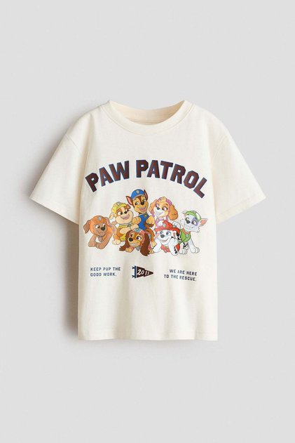 Print-motif cotton T-shirt