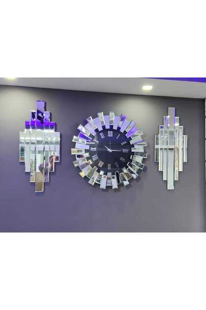 AYNALI PİYANO DUVAR SAATİ SETI 80 CM