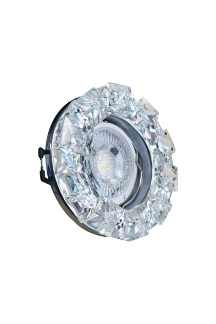 Kristal Spot 85mm 7W GU10 Beyaz LED Ampullü