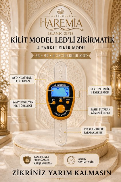 Led Zikirmatik with Lock Feature | 4-Mode Digital Zikirmatik Lighted Counter Prayer Beads