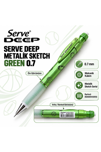 Deep Metalik Sketch 0.7 mm Versatil Mekanik Uçlu Kalem – Desenli Renk Seçenekli