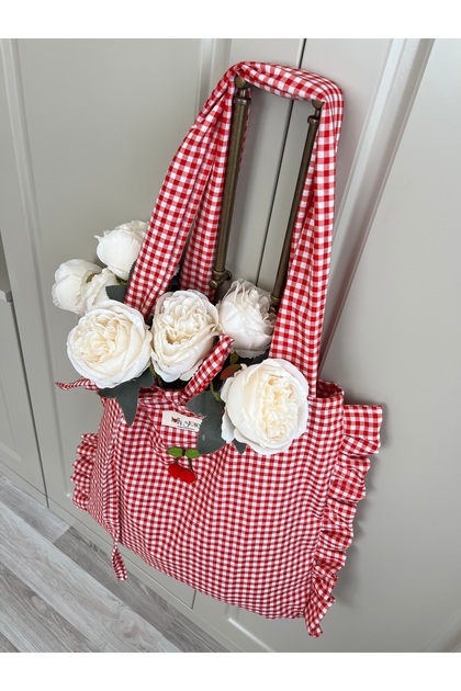 Firfirli Red Plaid Bag with Cherry Detail