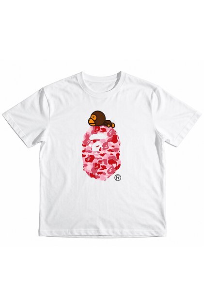 Girls' and Boys' Bape Double Logo Front Printed 100% Cotton Organic T-Shirt