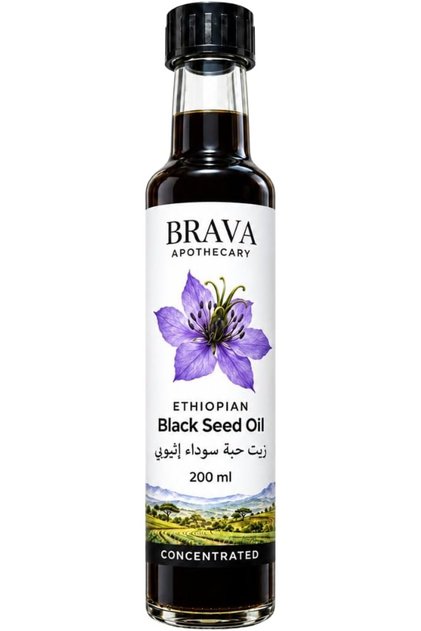 BRAVA Ethiopian Black Seed Oil 200ml Grade A – Cold-Pressed, 100% Pure and Potent