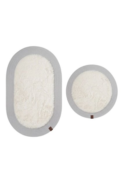 Eclipse Series Plush Textured Jute Framed 2-Piece Oval Floor Mat Set - Non-Slip Base