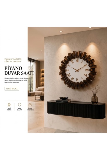 AYNALI PİANO DUVAR SAATİ