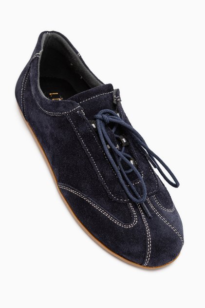 Berry Genuine Leather Navy Blue Suede Lace-Up Casual Women's Shoes