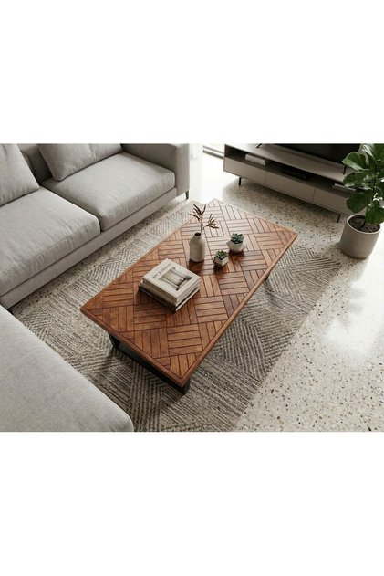 Orta Sehpa Ceviz Renk 120 x 60 cm mozaik desen ofis salon çay kahve sehpası